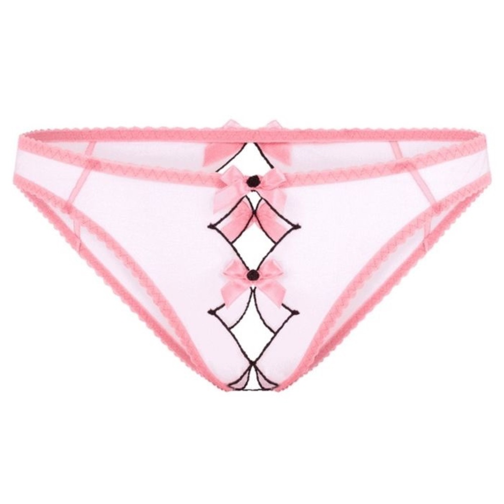 Agent Provocateur Pink Sheer Bow-Trim Bikini Panty